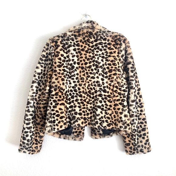 NINE WEST Leopard Print Rabbit Fur Moto Jacket - Picture 6 of 7